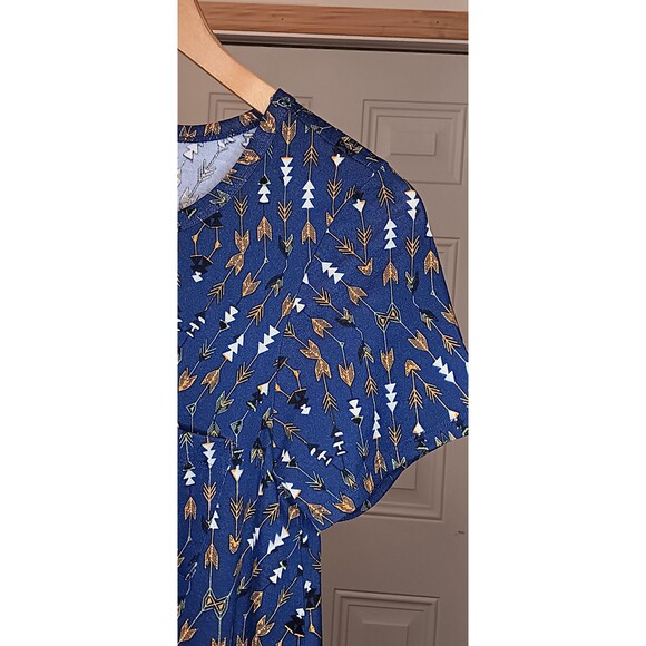 Lula Roe Pullover Short Sleeve T-Shirt Dress SIZE: XS BLUE MULTICOLOR DESIGN - Picture 5 of 5